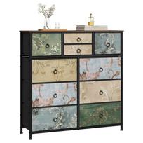 WOLTU Commode, 10-Drawer Fabric, Metal and Engineered Wood Furniture, Vintage Flower Pattern W0ITT5029