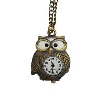 Cartoon Women'S Man Owl Pocket Watch Cute Mini Antique Bronze Color Quartz Necklace Pocket Watch For Giving Family Birthday Gift
