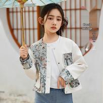 ASK JUNIOR Girls' Chinese Style Spliced Autumn Jacket 120 žalia