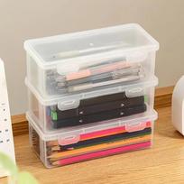 Large Capacity Transparent Stackable Pencil Case Box For Office And School Supplies Storage
