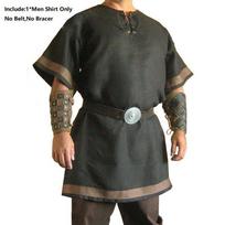 Aukštos kokybės viduramžių normandų vikingų kostiumas, trumpomis rankovėmis tunika Helovino renginiams Black,L
