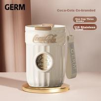Germ Coca-Cola Dual-Use Insulated Cup with Straw, Water Bottle, Coffee Mug, Large Capacity Student Cup, 400ML, Snow White