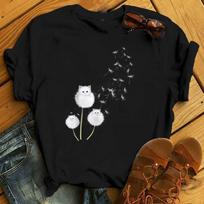 Cat Dandelion Flower T-shirt: Funny Cat Lover Gift M