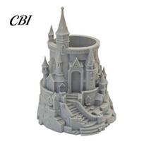 Multi-functional Desk Organizer Castle Shape Pen Holder, 3D Printed for Pens, Pencils, Desktop Makeup Brushes, Decorative Pencil Storage Cup pilka