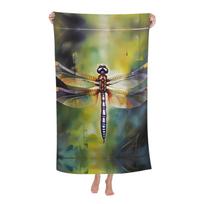 Dragonflies And Flowers Beach Towel Oversized Lightweight Swim Pool Travel Camping Blanket Quick Dry Microfiber For Men Women 50x100cm(20x40in)
