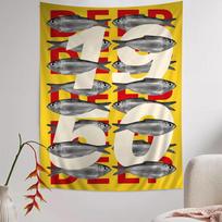 Colorful Fish Ocean Tapestry, Bohemian Sardine Lobster Design Wall Hanging For Living Room Home Dorm Japanese Style Decor 40X60cm
