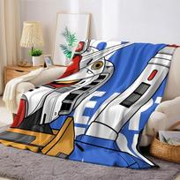 Classic Rx-78 Gundam Flannel Blanket Warm Soft Halloween Christmas Couch Warm Cozy Decorative Decor Gift For All Season 70x100cm