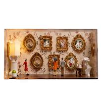 Mini DIY Museum Silhouette 3D Photo Frame Set 9pcs Mini Gold Photo Frames 5pcs Figurines Miniature Museum Scene Home Decor
