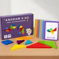 Mediniai vaikiški dėlionės žaislai Montessori ikimokyklinis ugdymas Tangram žaidimas Statybiniai kaladėlių mokymosi dėlionės žaidimas Vaikų festivalio žaislas