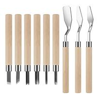 9-Piece Wooden Handle Linoleum Carving Kit For Printmaking & Stamping Cutting Linoleum Cutter Hand Tool Set China Mainland