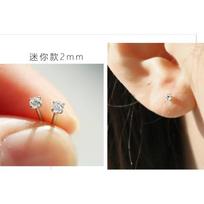 2/3/4/5/6/7/8mm Round Lab Diamond Earrings 100% Real 925 Silver Earrings For Women Small Screw Stud Earrings 2mm