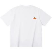 Garfield Small Chest Logo Print Short Sleeve T-Shirt, American Minimalist Heavyweight Cotton Loose Fit Oversized Couple Top S