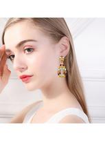 A52E Zinc Alloy Drop Earrings Crystal Embellished Comfortable Rhinestones Earwear auksinė