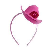 Felt Pink Cowboy Hat Headband Plastic Shining Lip Print Hairband Valentine's Day Hair Hoop  Party rožinė raudona spalva