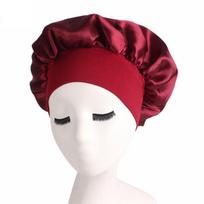 Solid Satin Bonnet Hair Styling Sleep Hat Wrap Shower Cap Hair Styling Tools raudona