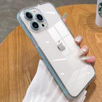 The glitter tempered glass iPhone 17 PRO Max phone case is compatible with the Apple 16 transparent soft-edge full-coverage protective case iPhone17PRO MAX mėlyna