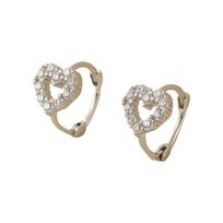 Luxury Sparkling Rhinestone Hoop Earrings Shiny Mini Heart Stud Earrings Copper Korean Style Ear Buckle Jewelry sidabras
