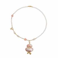 Luxury Brocade Gourd Necklace High-end Exquisite Chinese Traditional Necklace Jewelry Sweater Chain Embroidered Neck Pendant rožinė