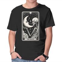 Unisex Crew Neck T-Shirt The Moon Tarot Skull Graphic Short Sleeve Casual Tee XS