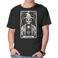 Unisex Crew Neck T-Shirt The Magic Tarot Skull Graphic Short Sleeve Casual Tee L