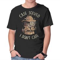 Unisex Crew Neck T-Shirt Case Solved I Don't Care Graphic Short Sleeve Casual Tee XL