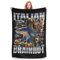 Itališkas Brainrot Tralalero Tralala Vilnos Antklodė Itin Minkšta Kvėpuojanti Šilta Visais Sezonais Lovai Lauko Kilimas Sofos Lova Dekoras 70X100cm