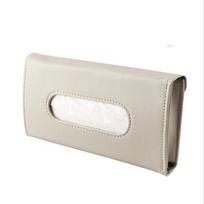 Tissue Box Pu Leather Car Sun Visor Hanging Holder Car Tissue Boxes Auto Interior Storage Decoration Accessories smėlis
