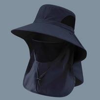 Summer Sun Hats Uv Protection Outdoor Hunting Fishing Cap For Men Women Hiking Camping Visor Bucket Hat Neck Flap Fisherman Hat tamsiai mėlyna spalva