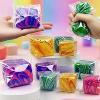 1 Pack Squishy Tab Handmade Rotating And Squeezing Cube Toys Provide a Relaxing Sensory Fingertip Experience,with Bright Colors