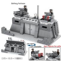 Battery Fort Guard Tower War scene base Building blocks Military Construction Soldier Figures weapons Blocks Set Bricks Toys
