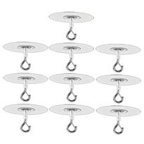 A84E-10Pcs Adhesive Ceiling Hooks For Popcorn Concrete Textured Ceiling Wall Surface, No Drilling Self Adhesive Ceiling Hooks Du