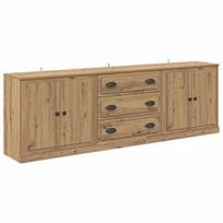Buffet moderne en bois d'ingénierie - vidaXL - Bois Ancien - 210x35,5x67,5 cm - Avec tiroir - 4 portes