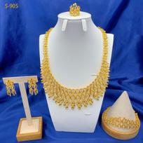 Middle East Dubai 24K Gold Jewelry Nigeria Bridal Jewelry Necklace Bracelet Earrings Ring Four-piece Set 2026 45CM