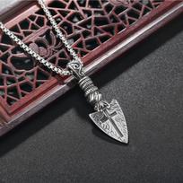 Šventoji Ietis Ieties Galvutė Likimo Ietis Pakabukas Vyriškas ir Moteriškas Kryžius Titano Plieno Karoliai Pakabukas 50CM(Necklace Size) sidabras