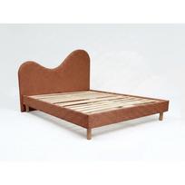 Terakotos spalvos iš audinio dvigulė lova audiniu dengta su lovos grotelėmis 180x200 cm Celina – Bobochic Paris