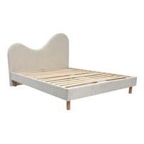 Smėlio spalvos iš audinio dvigulė lova audiniu dengta su lovos grotelėmis 180x200 cm Celina – Bobochic Paris