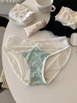 Sweetheart Hormones Low-Waist Satin Women's Briefs: Sexy Hollow Mesh with Pure Cotton Crotch. L [100-130 lbs]