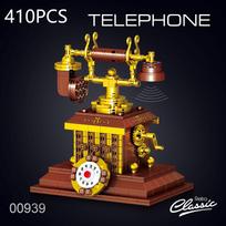 410 vnt. Retro telefono konstravimo kaladėlės, senovinio telefono kaladėlės žaislai, klasikinė stalo puošmena, šventinės dovanos vaikams