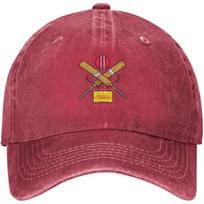 Cricket Club Logo Baseball Cap Vintage Washed Cotton Adjustable Dad Hat for Unisex Can Be Adjusted raudona