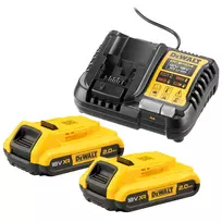 DeWalt įkroviklis ir akumuliatorių rinkinys 2,0 Ah 2 vnt + Įkroviklis