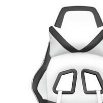 Gaming Chair with Massage Function and Footrest White & Black PU Leather