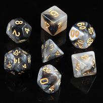 7PCS/Set Digital Pearlescent Dice Double-Colors Mixed Color Dice Acrylic Dice  Constellation black white gold