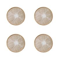 4PCS Rustic Style Round  Burlap Macrame Placemats Ray Pattern Dinnerware Mat Cutlery Pad  Hotel Style A