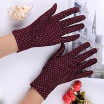 Fashion Etiquette Anti-UV Elastic Spandex Spring Driving Gloves Women Gloves Dots Gloves Sunscreen raudona