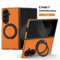 Magnetic Rotating Stand Case Galaxy Z Fold8 Flip7 PU Leather Cover With 360 Kickstand Business Style Galaxy Z Fold8 oranžinė