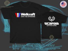 Wellcraft Racing Naujos Scarab Valtys Jūros Plaukimo Logotipas Vyriški Marškinėliai American Tees M