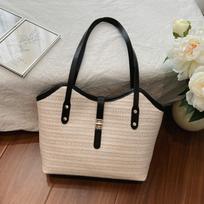 Large-capacity Handwoven Tote Bag Versatile Design Straw Underarm Bag  Market Basket kava