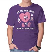 Unisex Crew Neck T-Shirt Less Feeling More Caffeine Graphic Short Sleeve Casual Tee XXL