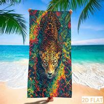 Absorbent Quick Dry Microfiber Beach Towel - Blue Water With Leopard, Lightweight Sand Free Blanket For Picnic 50x100cm