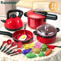 Kids Pretend Play Kitchen Toys Set Cooking Food Pots Pans Cookware Kit Toddler Girls Boys Educational Role Play Gift
